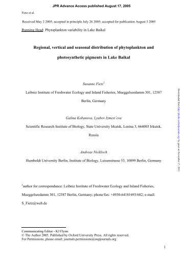 Regional, vertical and seasonal distribution of phytoplankton and ...