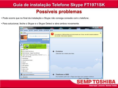 Guia de instalação Telefone Skype FT1971SK - Semp Toshiba