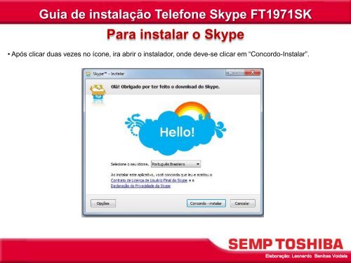 Guia de instalação Telefone Skype FT1971SK - Semp Toshiba