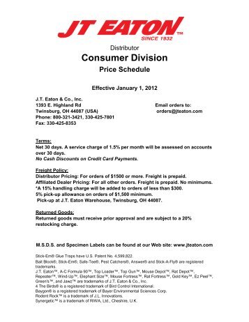 Consumer Division - JT Eaton