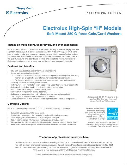 Electrolux High-Spin “H” Models