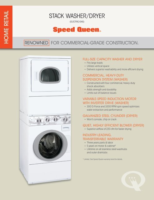 Speed queen stacked 2024 washer and dryer