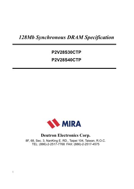 128Mb Synchronous DRAM Specification