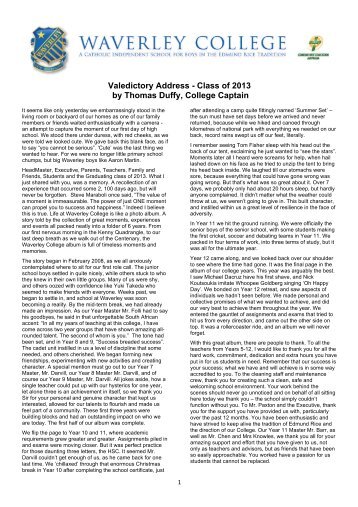 2013 Captain's Valedictory Speech - Waverley College