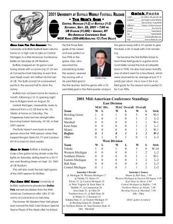 UB vs. Central Michigan Game Notes (pdf) - Buffalo Athletics