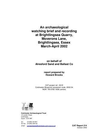 An archaeological watching brief and recording at Brightlingsea ...