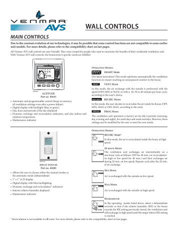 Prod. Sheet AVS Venmar Controls (90310)(13_09).indd