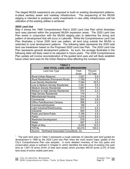 2006 Parks, Trails and Open Space Plan - City of Lakeville