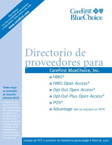 Directorio de Proveedores para CareFirst BlueChoice, Inc.