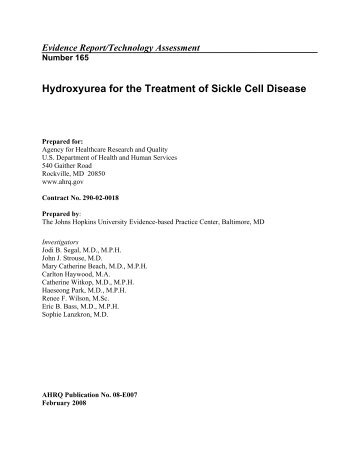 Hydroxyurea for the Treatment of Sickle Cell Disease