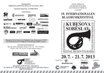 19. Internationales Blasmusikfestival KUBEÅ OVA SOBÄSLAV 2013 ...