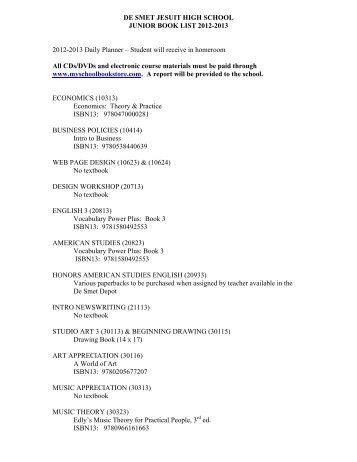 DE SMET JESUIT HIGH SCHOOL JUNIOR BOOK LIST 2012-2013 ...