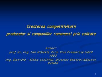 Modelul de excelenta al EFQM. Premiul roman pentru ... - ecr-uvt