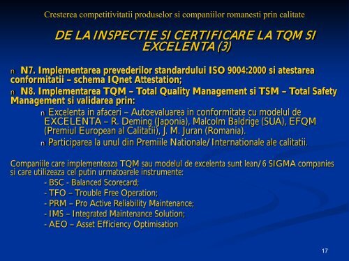 Modelul de excelenta al EFQM. Premiul roman pentru ... - ecr-uvt