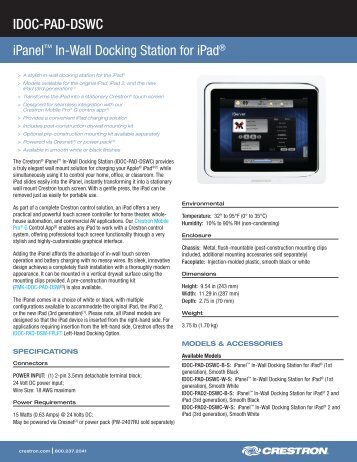 Product Specifications: IDOC-PAD-DSWC - Crestron