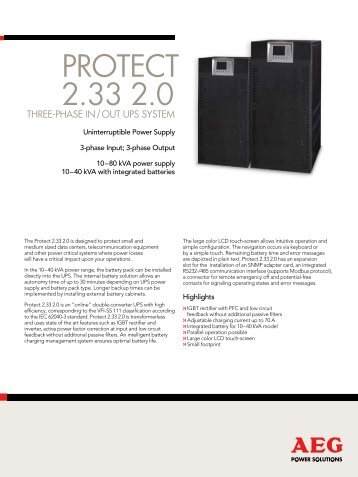 Protect 2.33 2.0 (transformerless UPS 10 - 80 kVA)