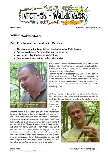 Infothek Waldkinder - Interview mit Bestsellerautor Felix Immler - Das Taschenmesser und sein Meister