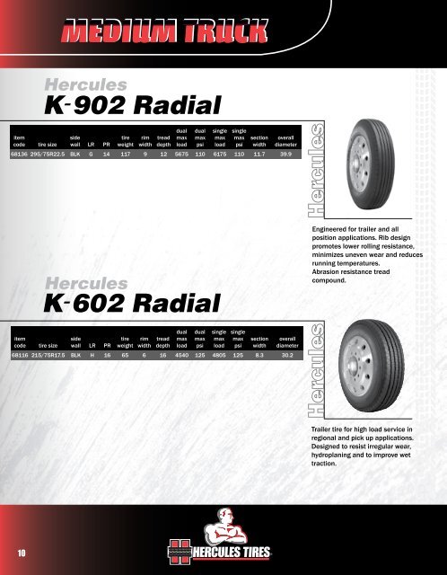 Hercules Medium Truck Tire Product Guide