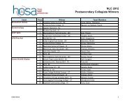 NLC 2012 Postsecondary  Collegiate Winners - HOSA