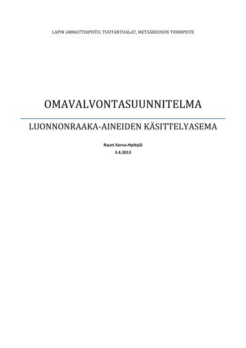 OMAVALVONTASUUNNITELMA