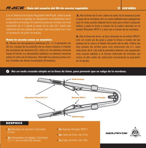 ADJUSTABLE OUTHAUL KIT - Neil Pryde