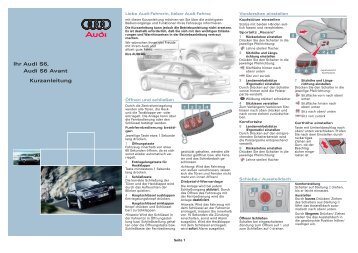 Ihr Audi S6, Audi S6 Avant Kurzanleitung