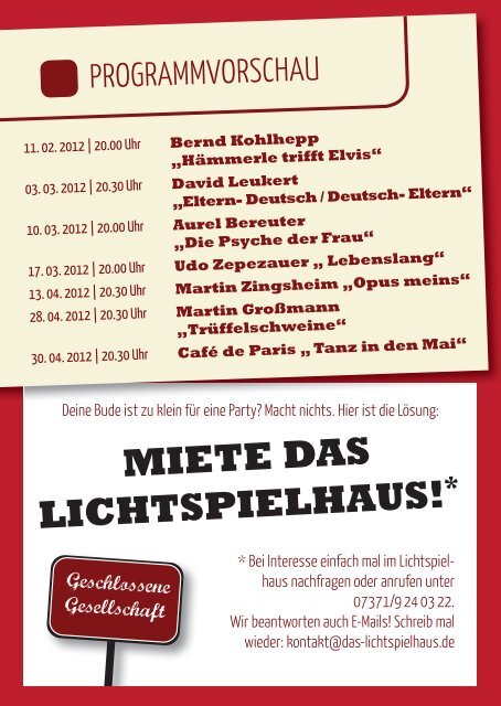 PROGRAMM FEBRUAR 2012 - Lichtspielhaus Riedlingen