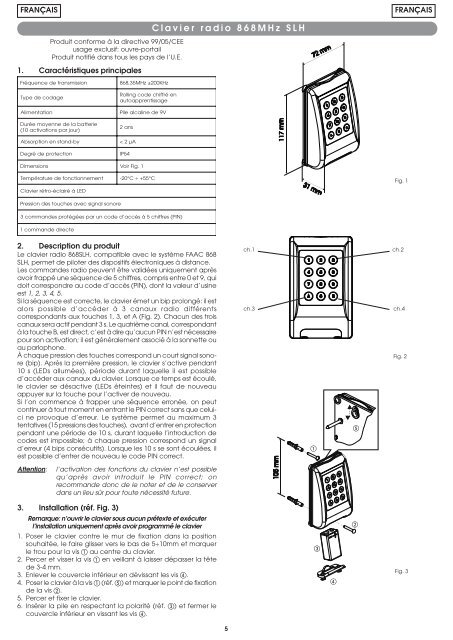 Tastiera radio 868MHz SLH - Faac