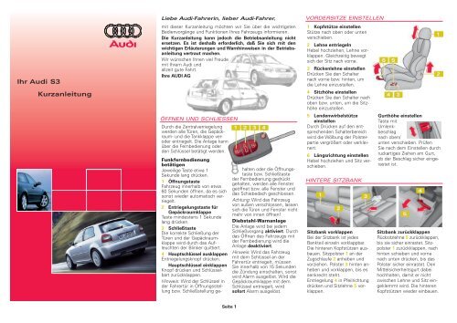 Ihr Audi S3 Kurzanleitung