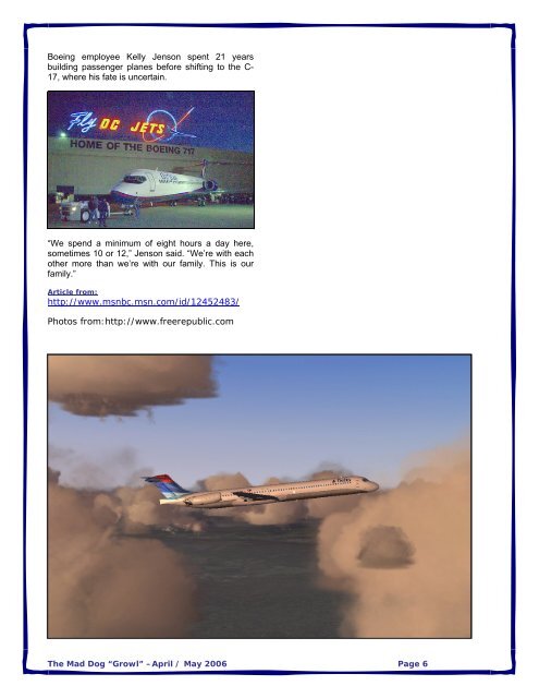 The Mad Dog âGrowlâ âApril / May 2006 Page 1 - Delta Virtual Airlines