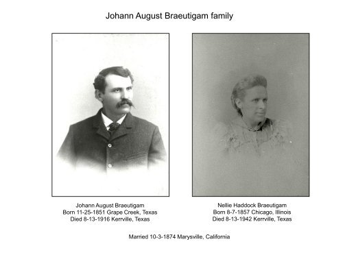 Johann Wolfgang and Christine Kensing Braeutigam family