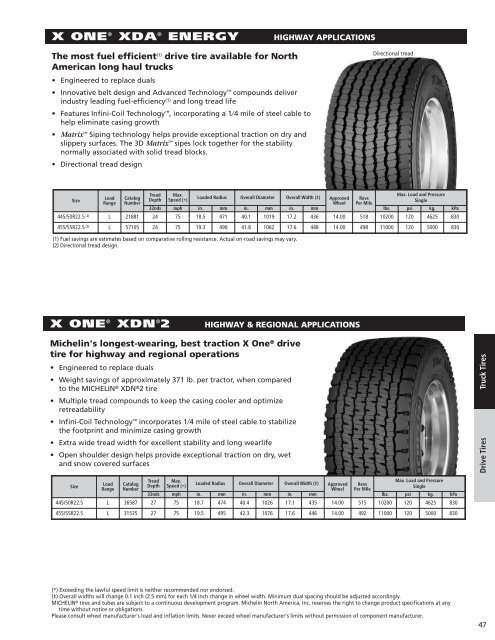 Michelin Truck Tire Pressure Chart