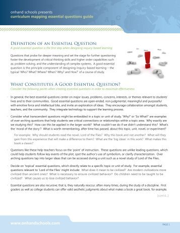 What Constitutes A Good Essential Question? Definition of an ...