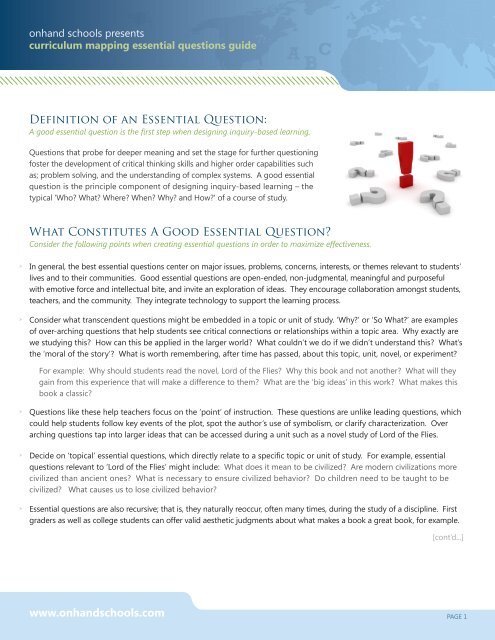 What Constitutes A Good Essential Question Definition Of An