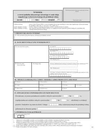 WNIOSEK o zwrot podatku akcyzowego - Lipce Reymontowskie