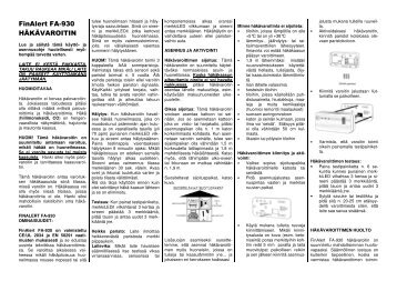 Käyttöohje - Tuotteet - Fin-Alert Electronics Oy