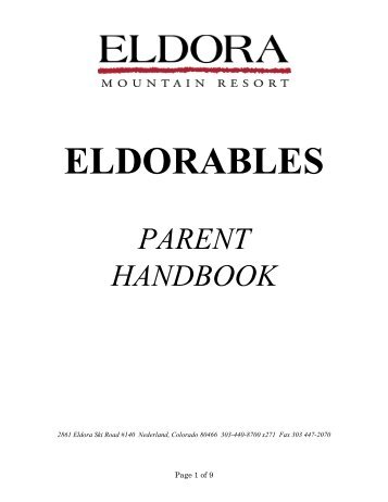 Parent Handbook - Eldora Mountain Resort