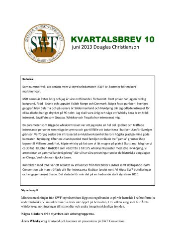 SWF kvartalsbrev 10 - Avesta WhiskysÃ¤llskap