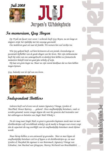 Juli 2008 In memoriam, Guy Boyen Independent Bottlers - Whiskyhuis