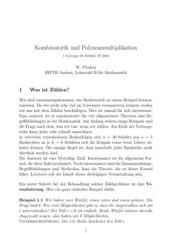 Kombinatorik und Polynommultiplikation - Lehrstuhl B fÃ¼r Mathematik