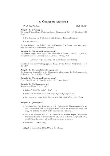 8. Â¨Ubung zu Algebra I