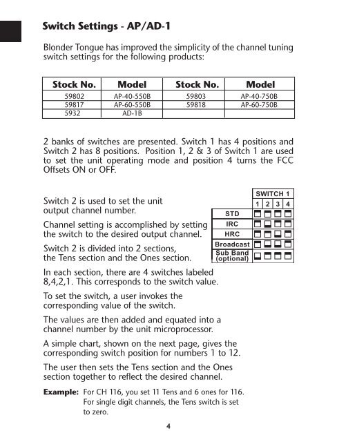 BroadBand reference Guide - Blonder Tongue Laboratories Inc.