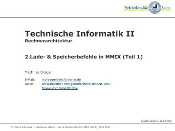 Lade- & Speicherbefehle in MMIX - auf Matthias-Draeger.info