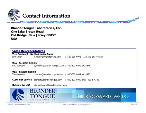 US Digital Transition - Blonder Tongue Laboratories Inc.