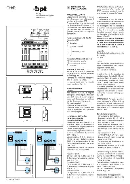 1 I ISTRUZIONI PER L'INSTALLAZIONE MODULO RELÃ OH/R ... - Bpt