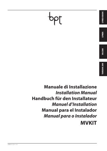 Manuale di Installazione Installation Manual Handbuch fÃ¼r den ... - Bpt