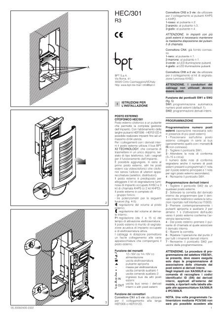 istruzioni hec/301 - Bpt