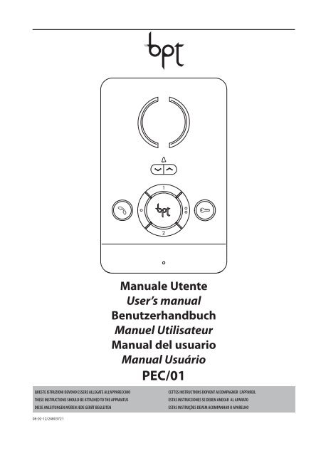 manuale utente pec/01 - Bpt