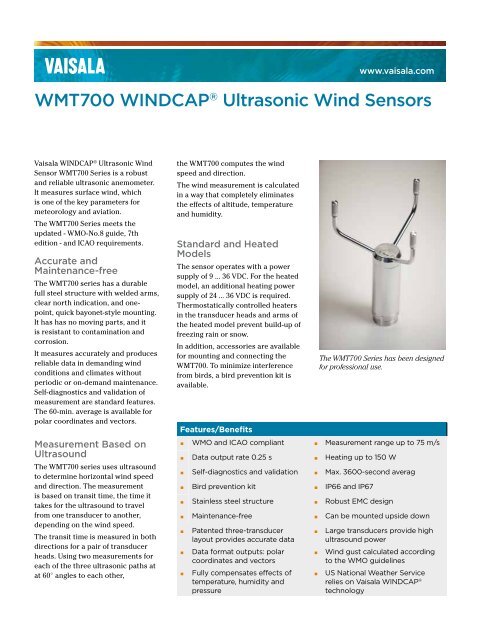 Wmt700 Windcapa Ultrasonic Wind Sensors
