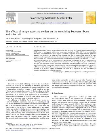 The effects of temperature and solders on the wettability between ...